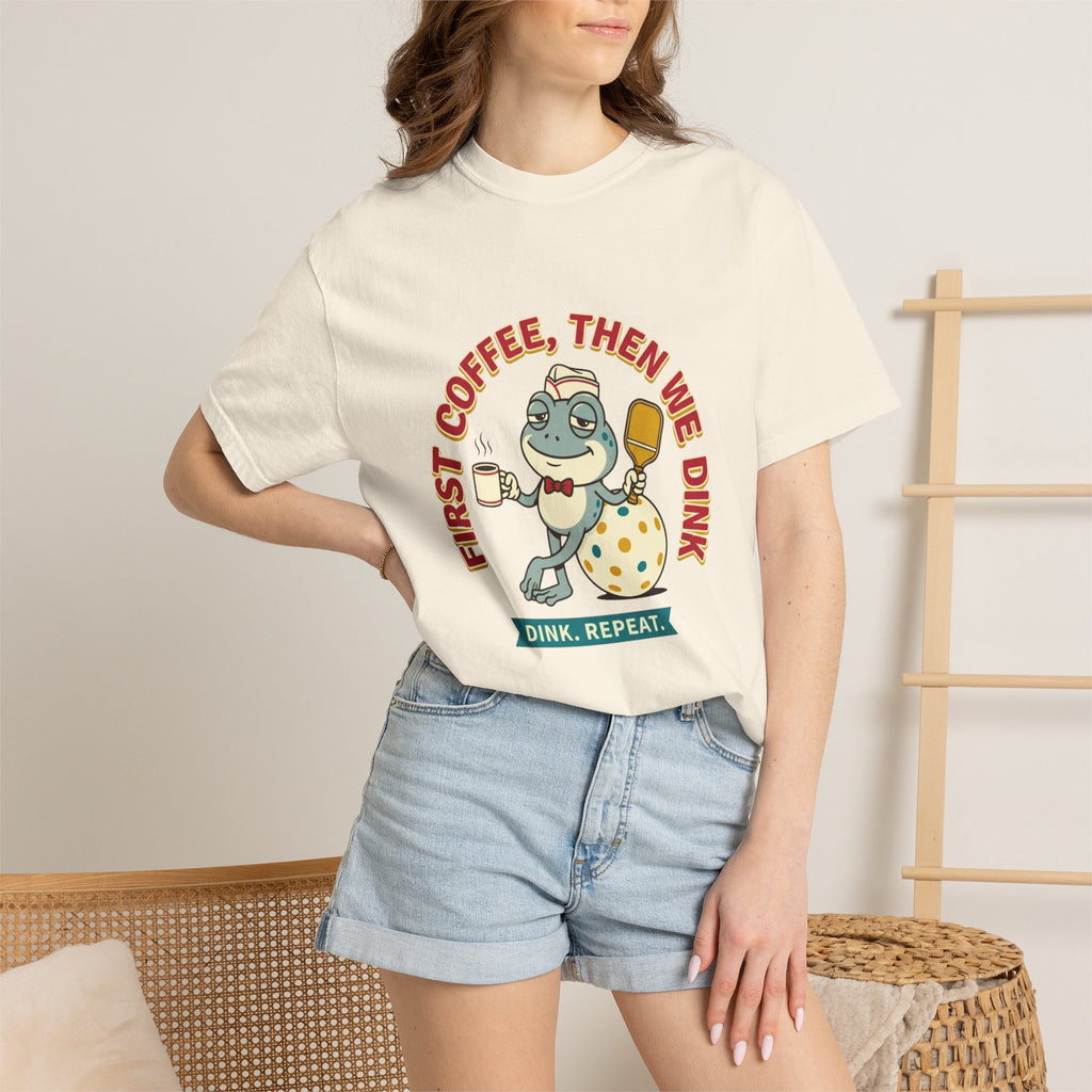 First Coffee Pickleball Frog T-Shirt