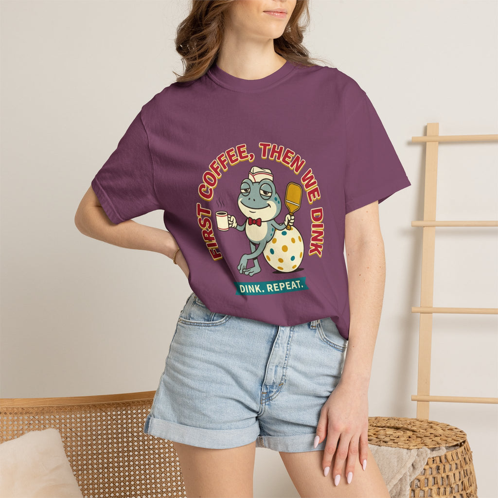 First Coffee Pickleball Frog T-Shirt