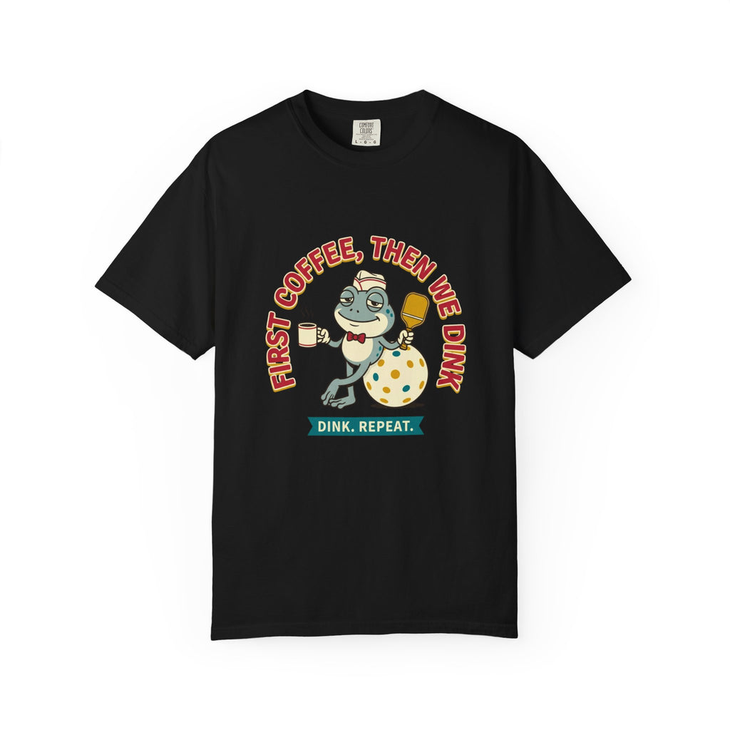 First Coffee Pickleball Frog T-Shirt