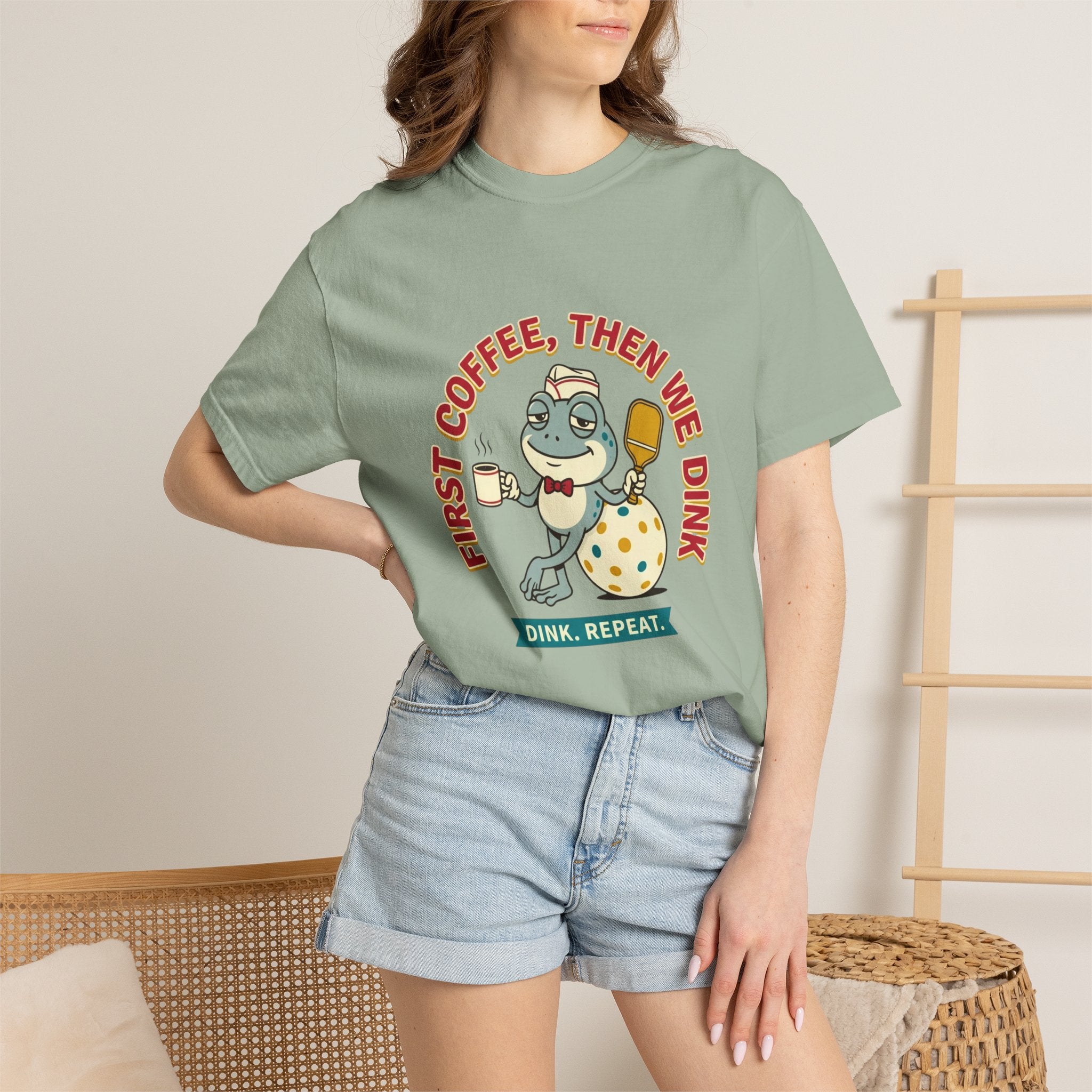 First Coffee Pickleball Frog T-Shirt