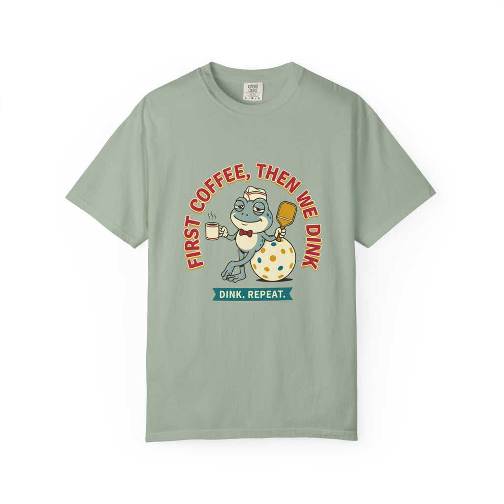 First Coffee Pickleball Frog T-Shirt