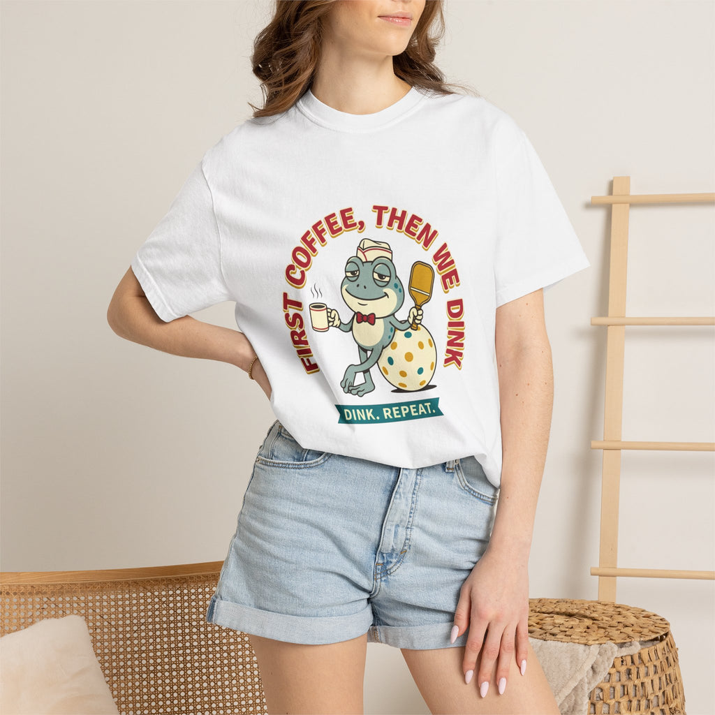 First Coffee Pickleball Frog T-Shirt