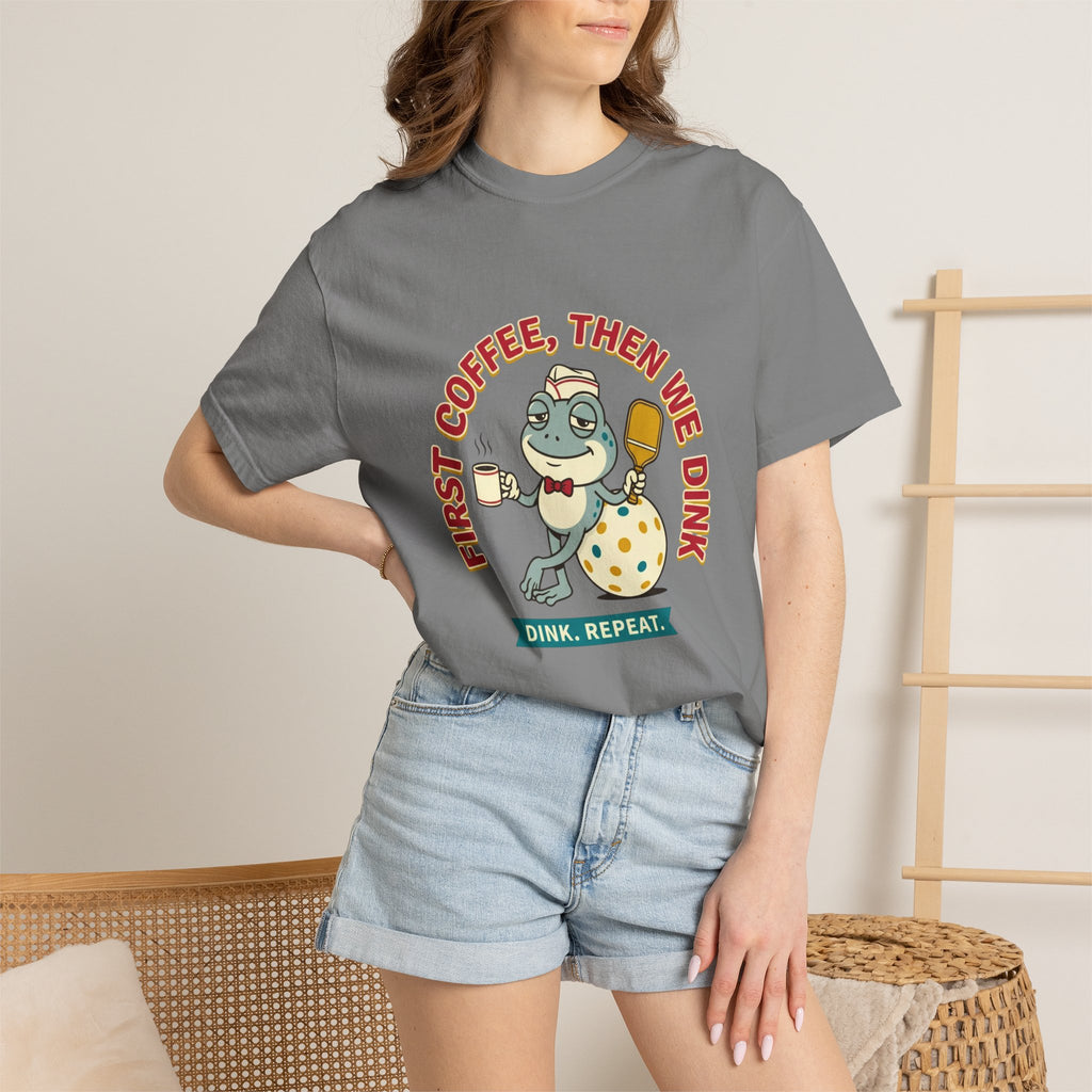 First Coffee Pickleball Frog T-Shirt
