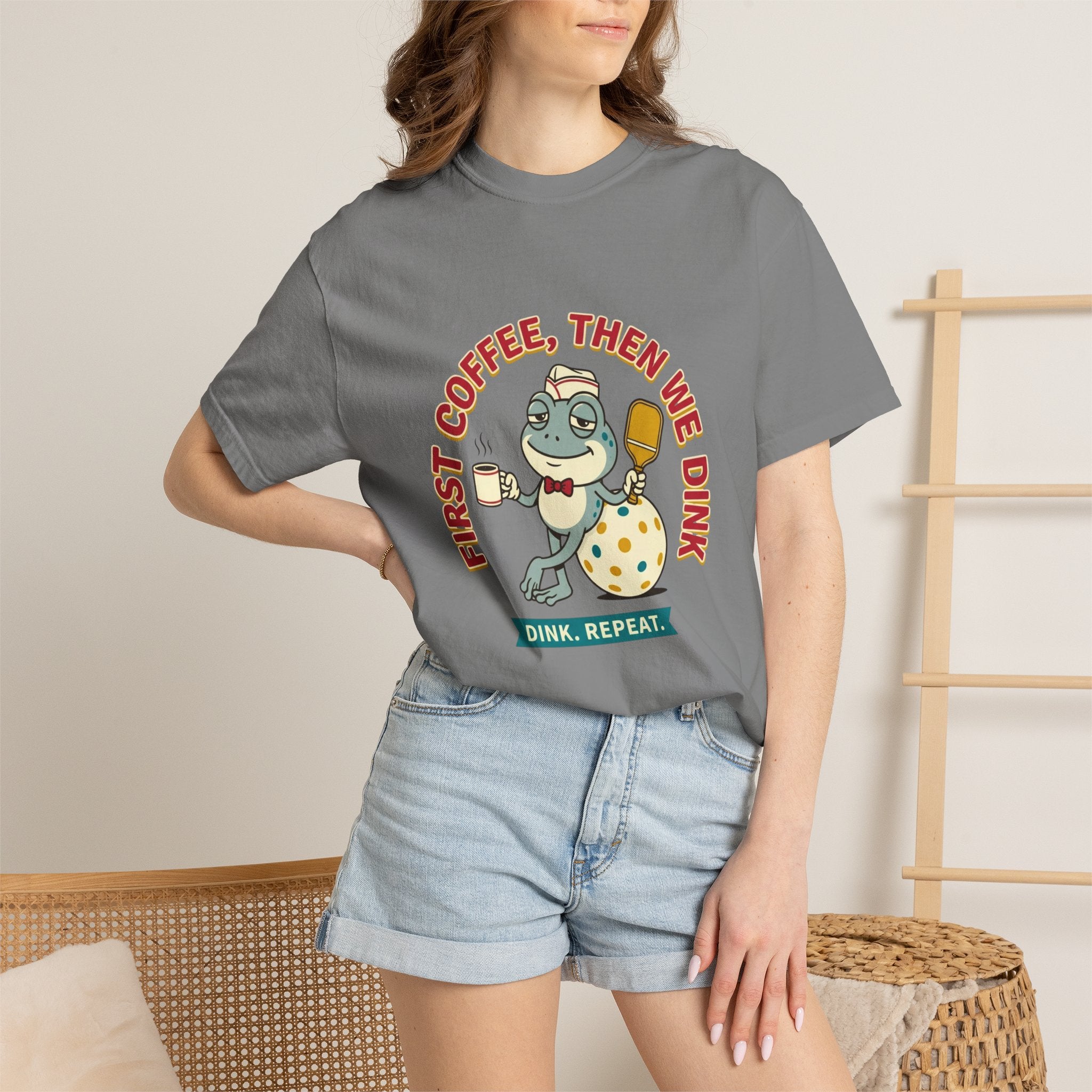 First Coffee Pickleball Frog T-Shirt