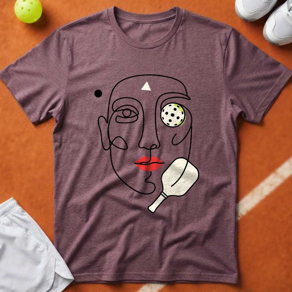Abstract Pickleball Portrait T-Shirt - Berry [20260819222946]