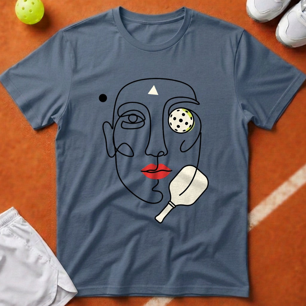 Abstract Pickleball Portrait T-Shirt - Blue Jean [20260819222946]