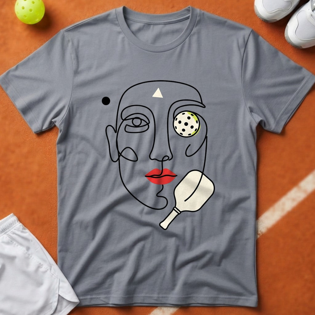 Abstract Pickleball Portrait T-Shirt - Grey [20260819222946]