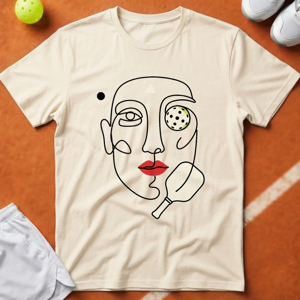 Abstract Pickleball Portrait T-Shirt - Ivory [20260819222946]