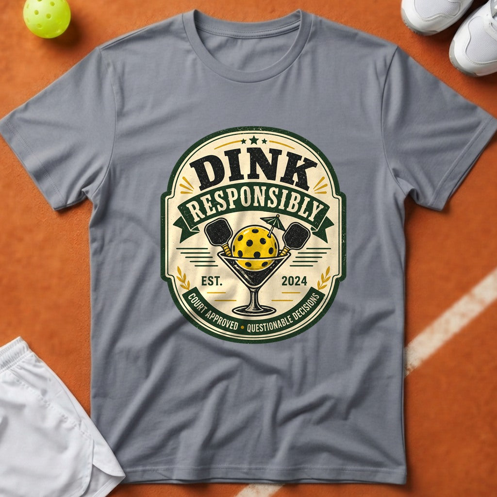 Dink Responsibly Pickleball T-Shirt - Grey [20260819223257]