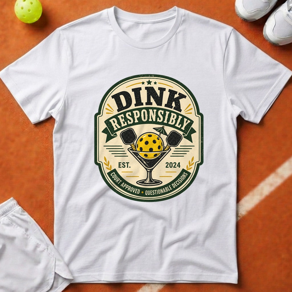 Dink Responsibly Pickleball T-Shirt - White [20260819223257]