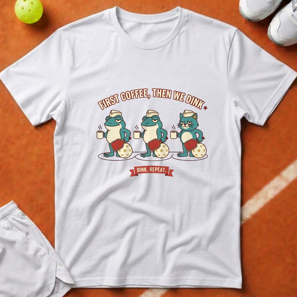 First Coffee Then Dink T-Shirt - White [20260819223523]
