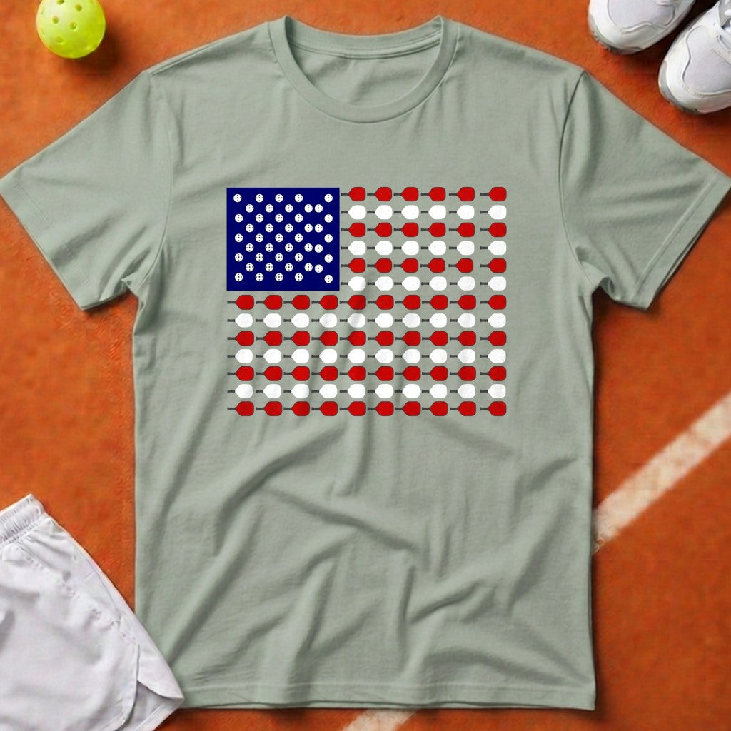 Patriotic Pickleball Flag T-Shirt - Bay [20260819224031]