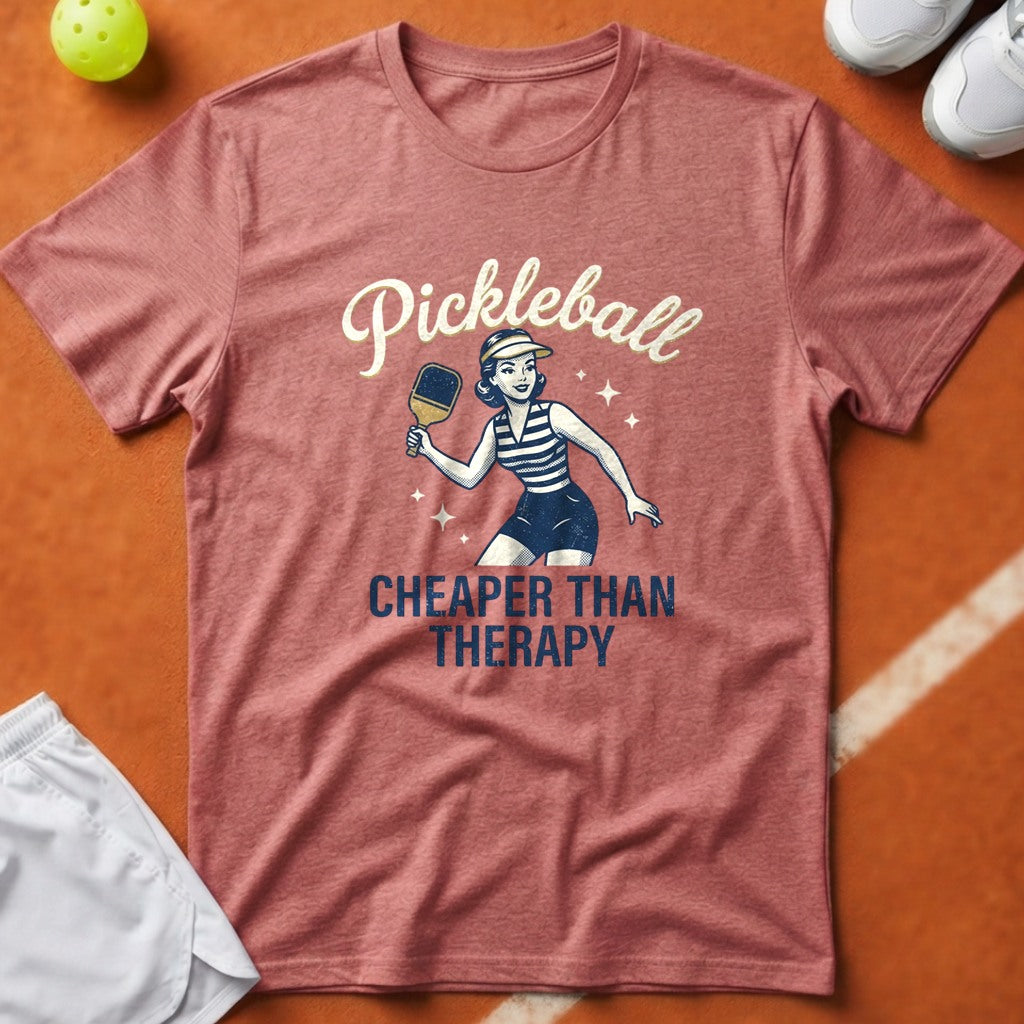 Pickleball Cheaper Than Therapy T-Shirt - Watermelon [20260819224105]