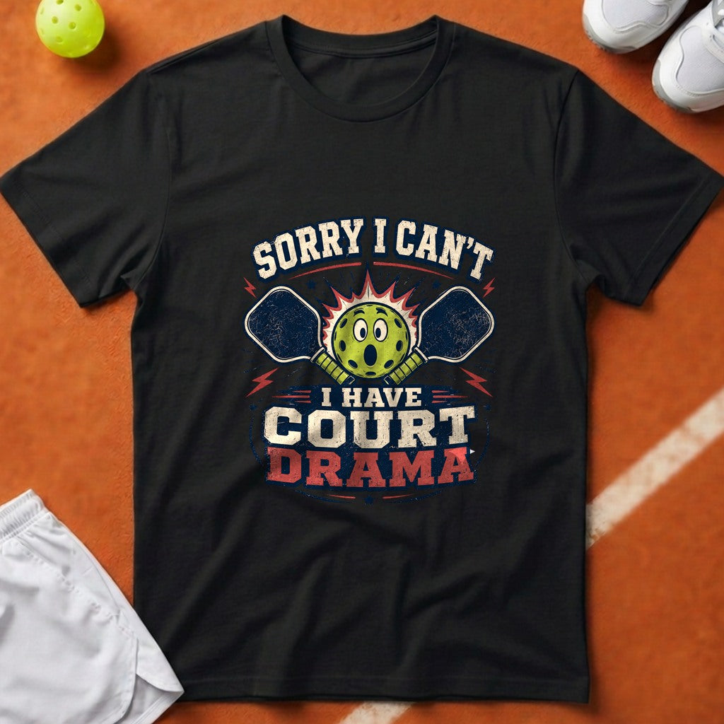 Pickleball Court Drama T-Shirt - Black [20260819231954]