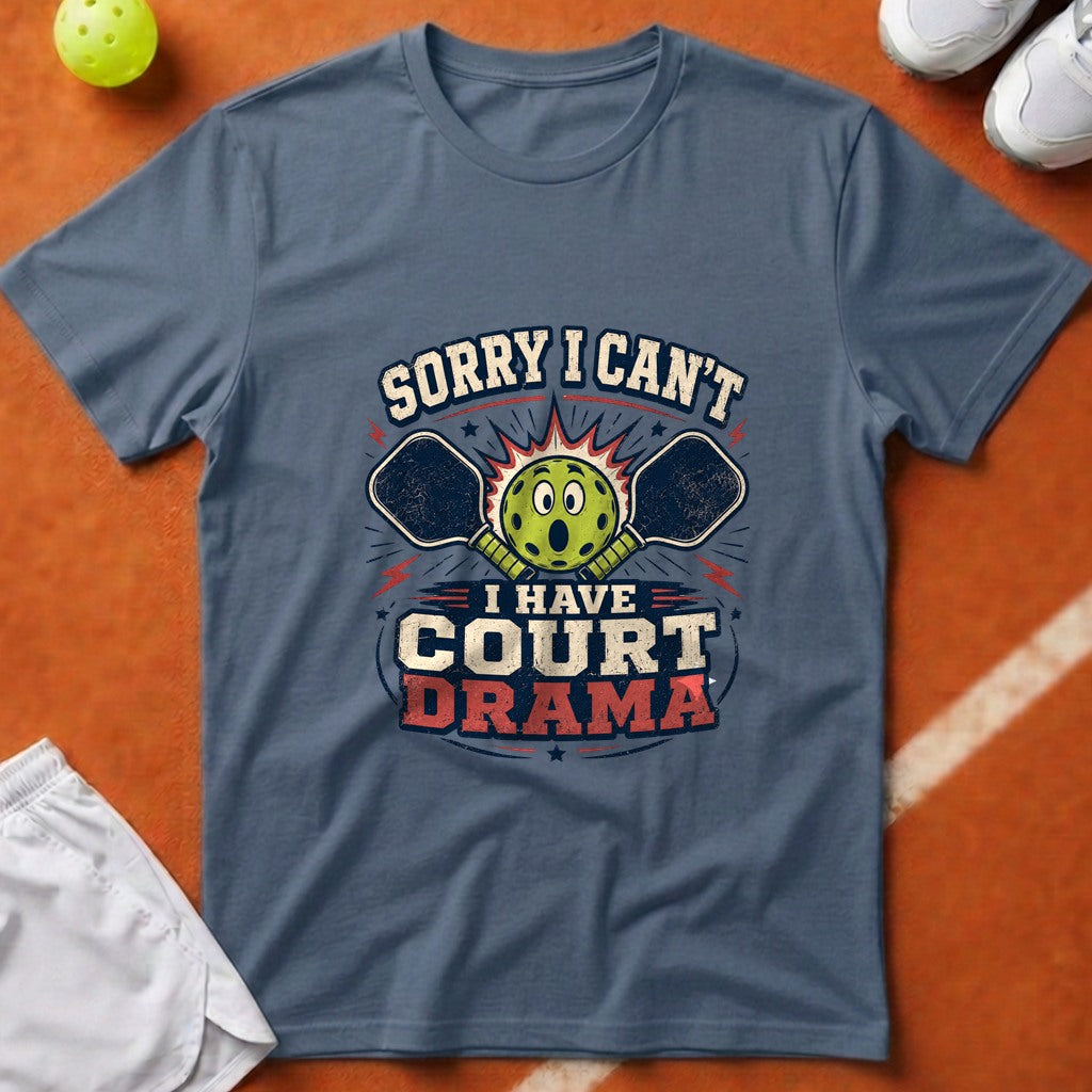 Pickleball Court Drama T-Shirt - Blue Jean [20260819231954]