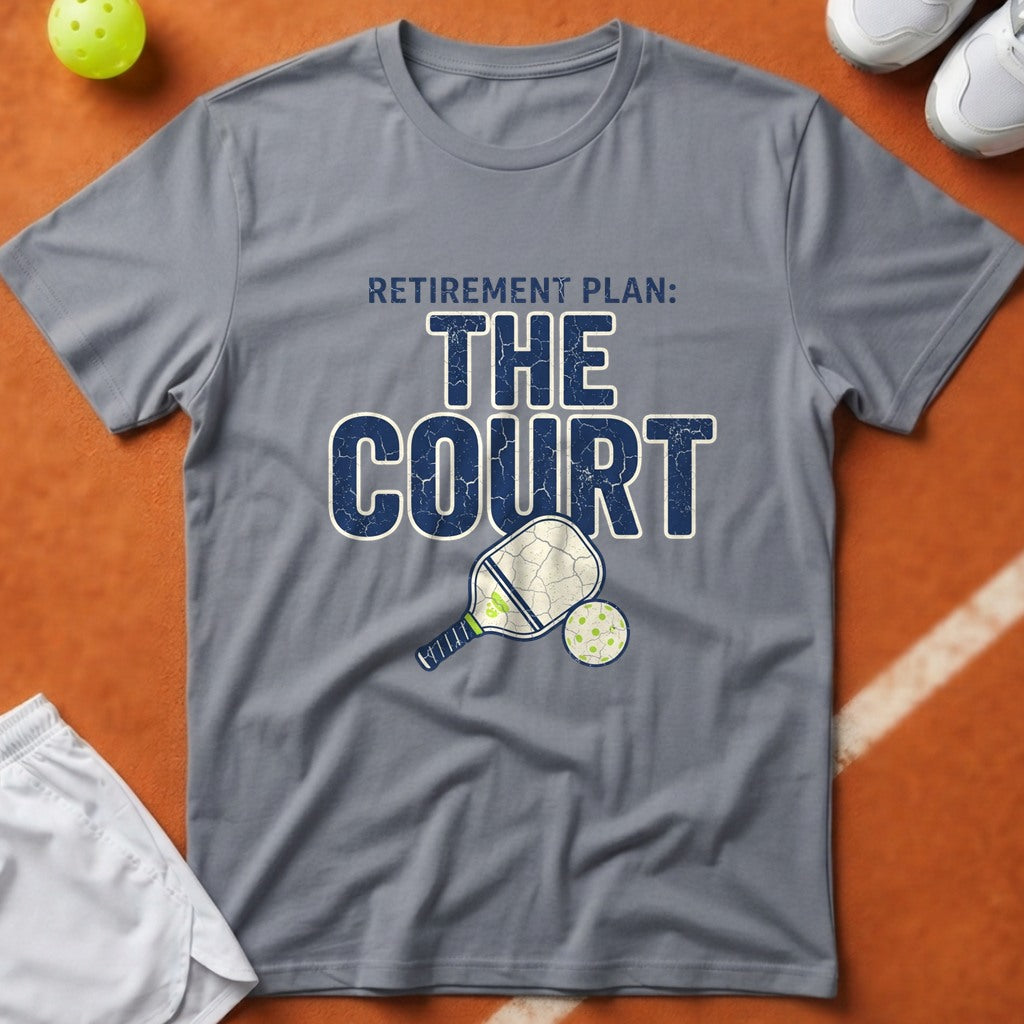 Pickleball Court Retirement Plan T-Shirt - Grey [20260819224138]