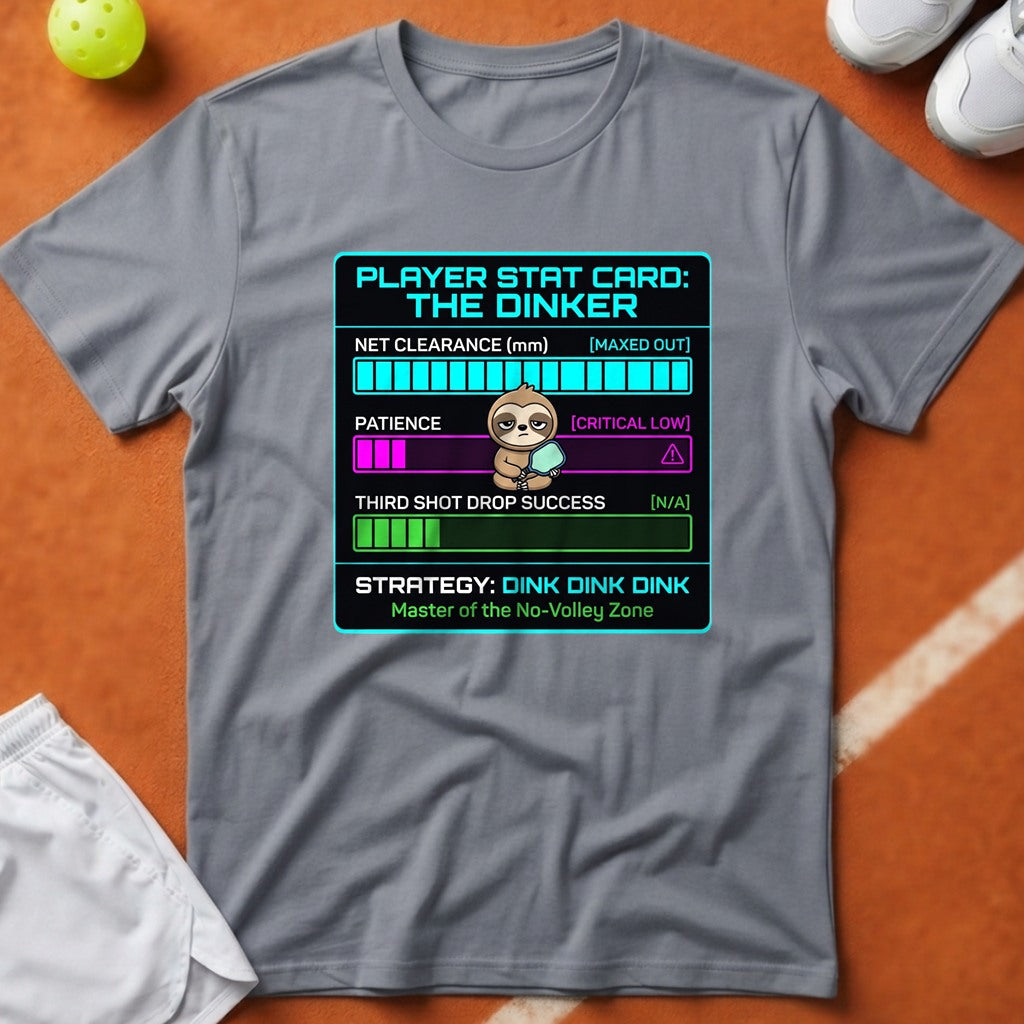Pickleball Dinker Stat Card T-Shirt - Grey [20260819232014]