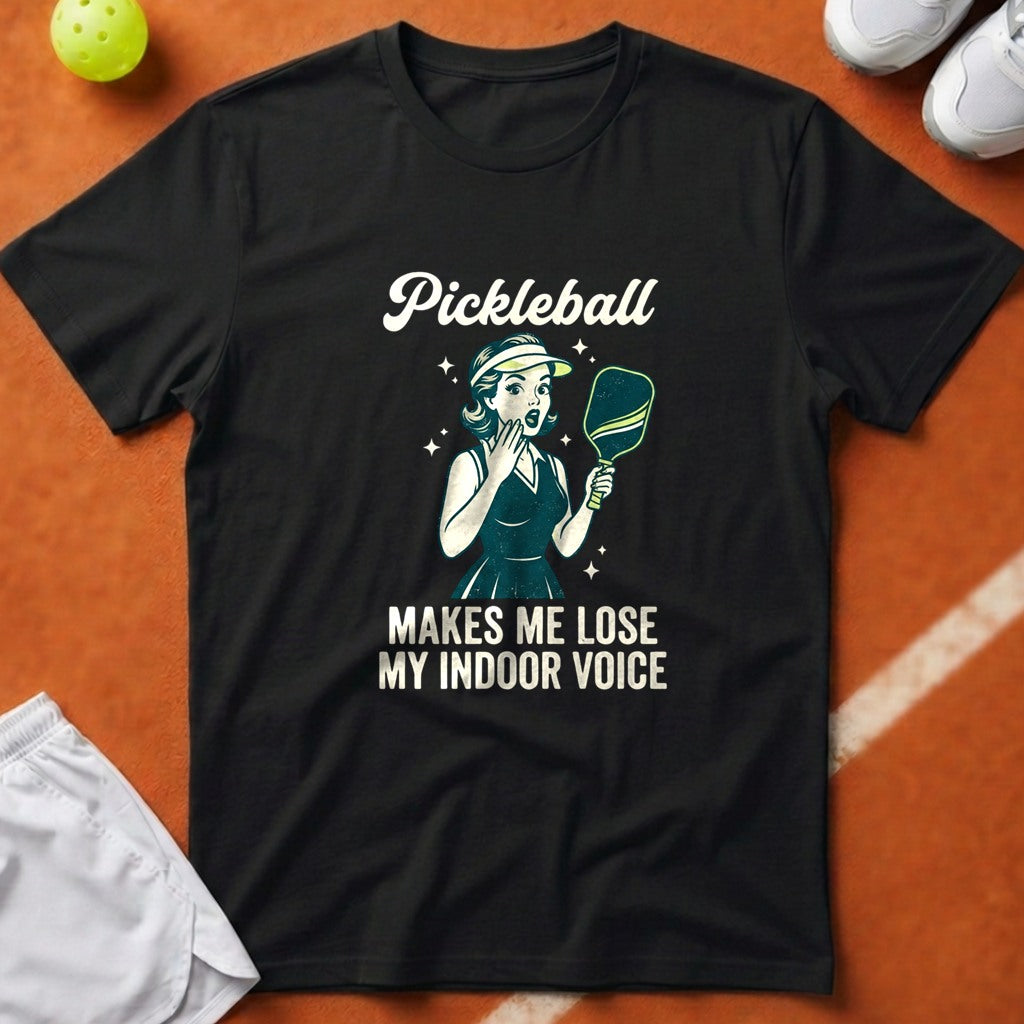 Pickleball Indoor Voice T-Shirt - Black [20260819224232]