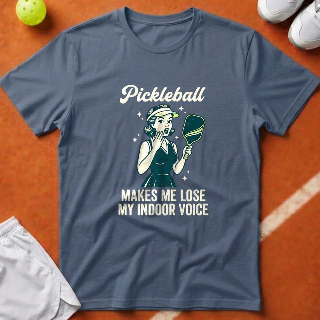 Pickleball Indoor Voice T-Shirt - Blue Jean [20260819224232]