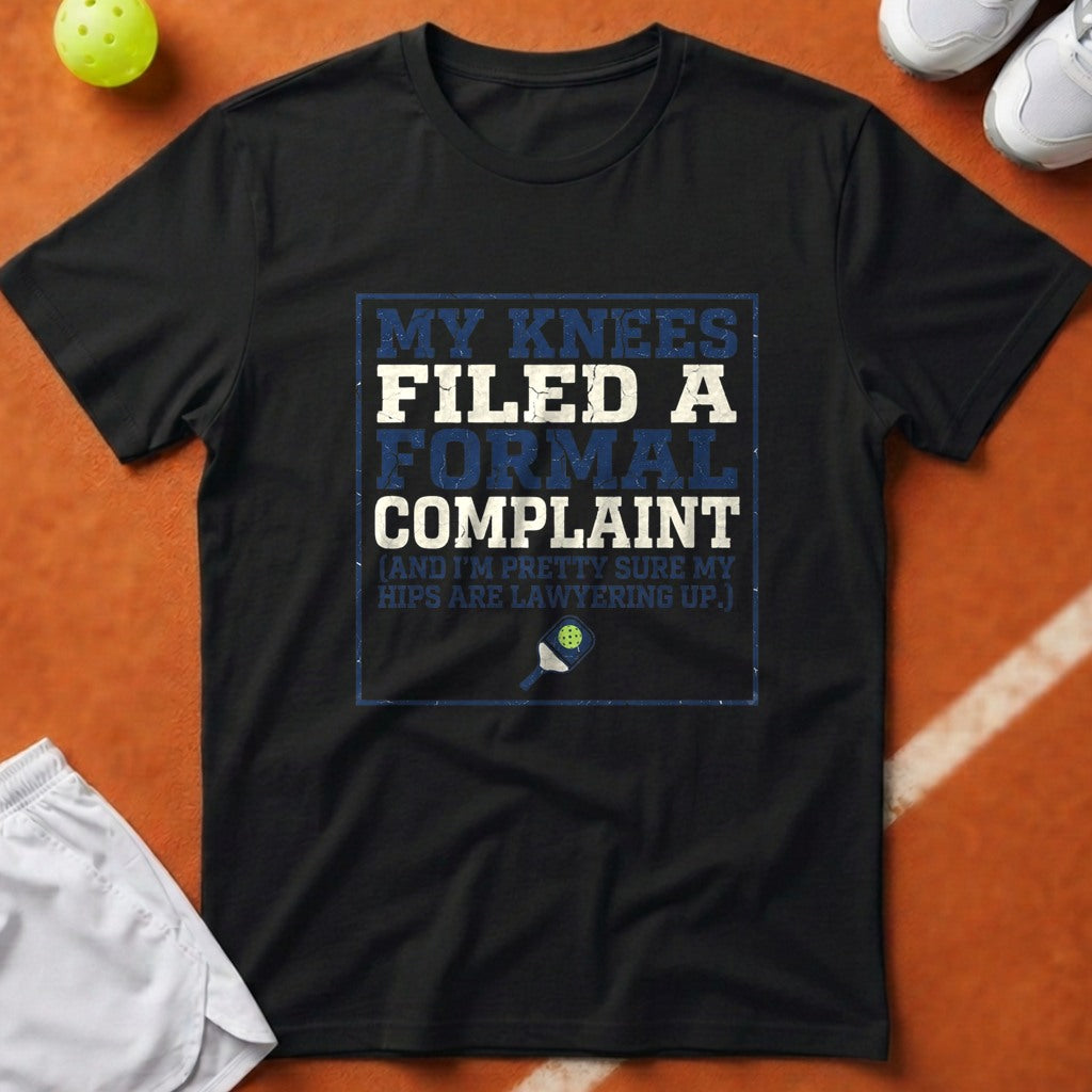 Pickleball Knees Formal Complaint T-Shirt - Black [20260819224251]