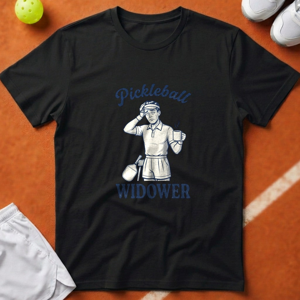 Pickleball Widower T-Shirt - Black [20260819224555]
