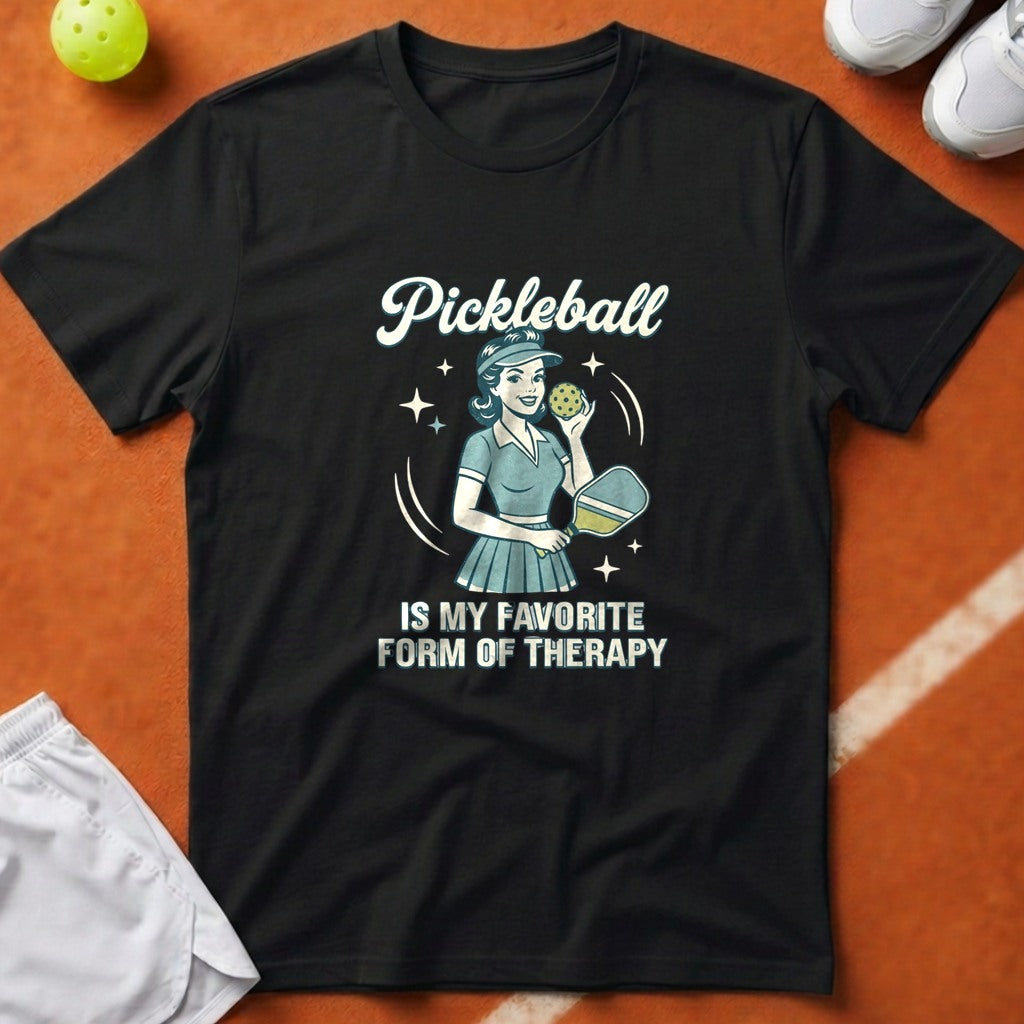Retro Pickleball Therapy T-Shirt - Black [20260819224633]