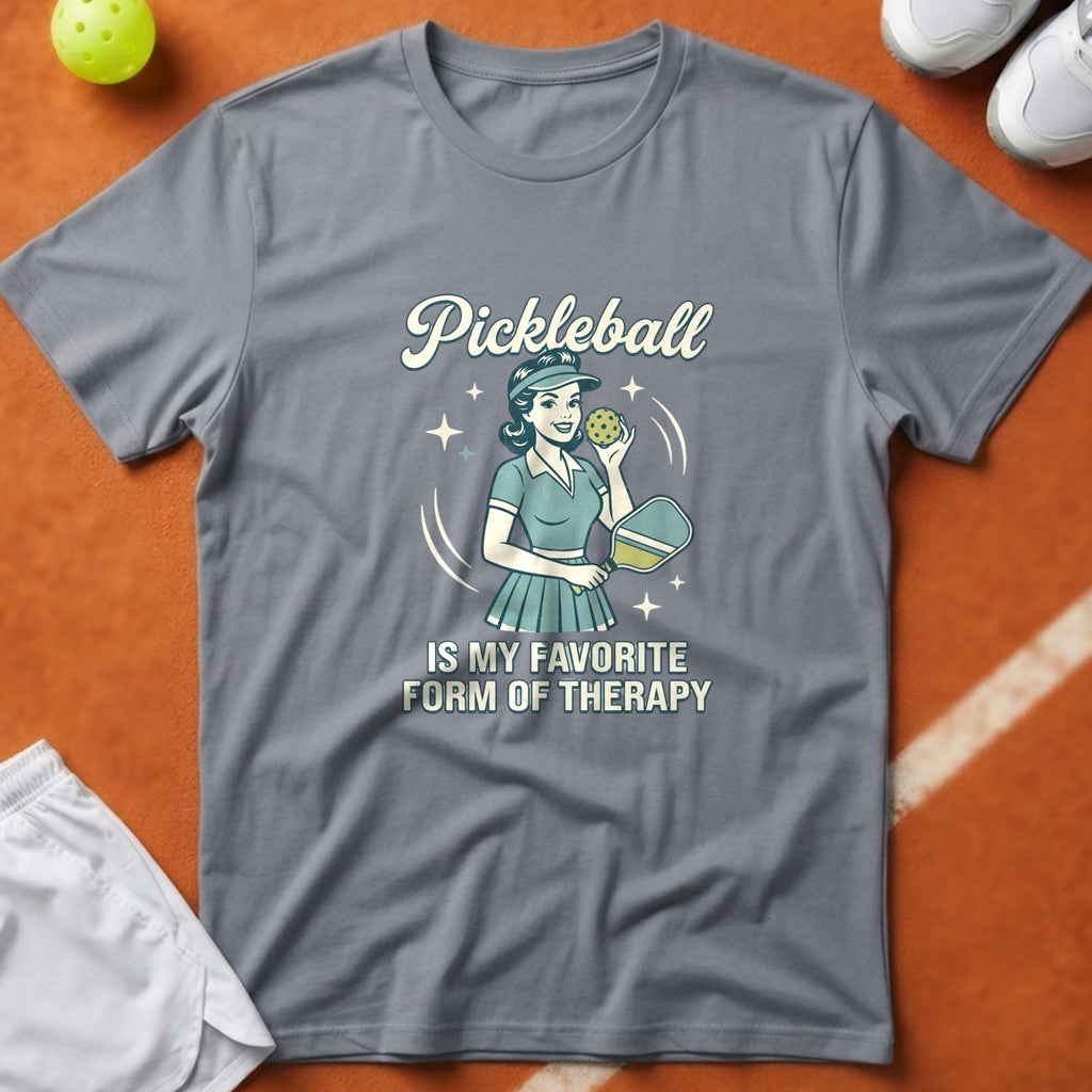 Retro Pickleball Therapy T-Shirt - Grey [20260819224633]