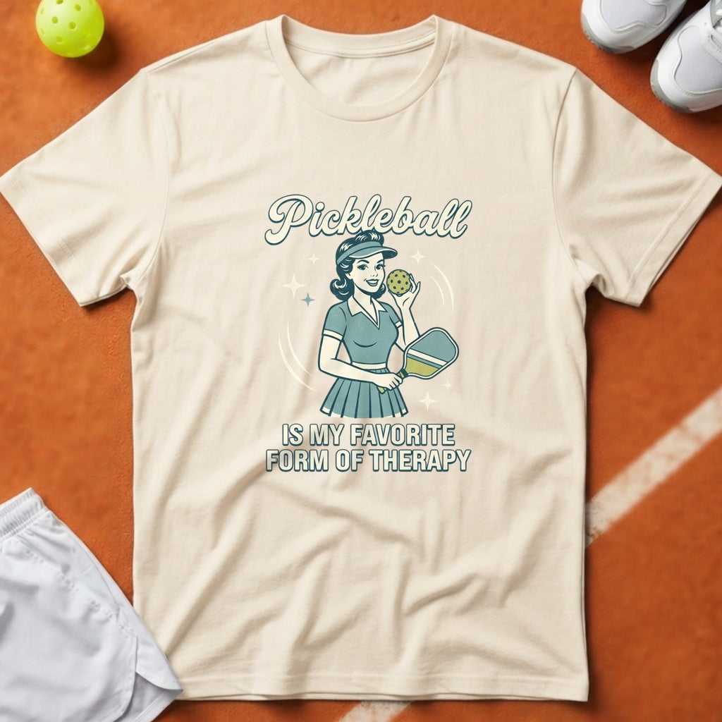 Retro Pickleball Therapy T-Shirt - Ivory [20260819224633]