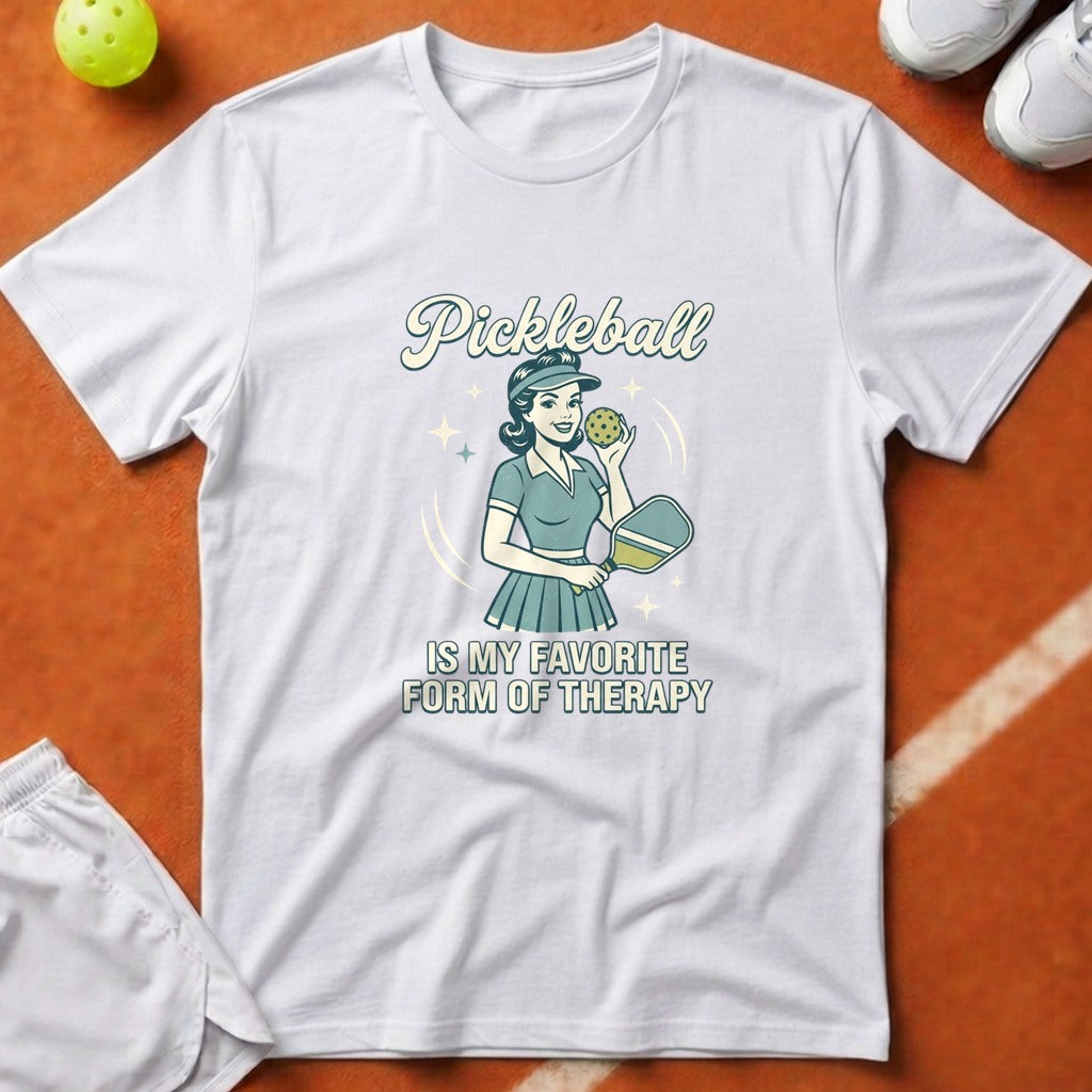 Retro Pickleball Therapy T-Shirt - White [20260819224633]