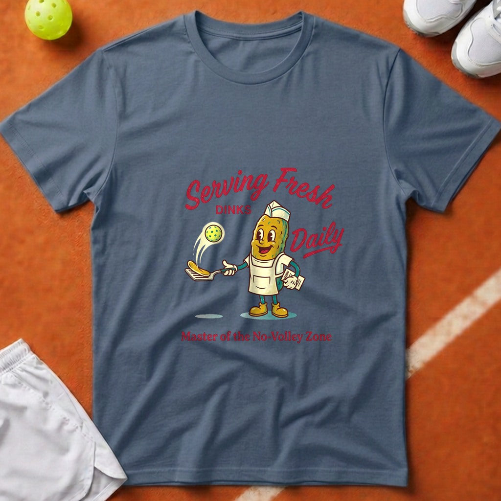 Serving Fresh Dinks T-Shirt - Blue Jean [20260819232303]